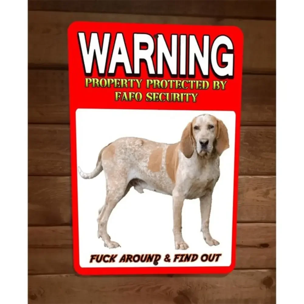 Property Protected‎ by FAFO English Coonhound Dog 8x12 Metal Wall Animal Sign #2
